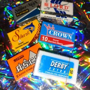 Sampler pack of six different boxes of men's razor blades